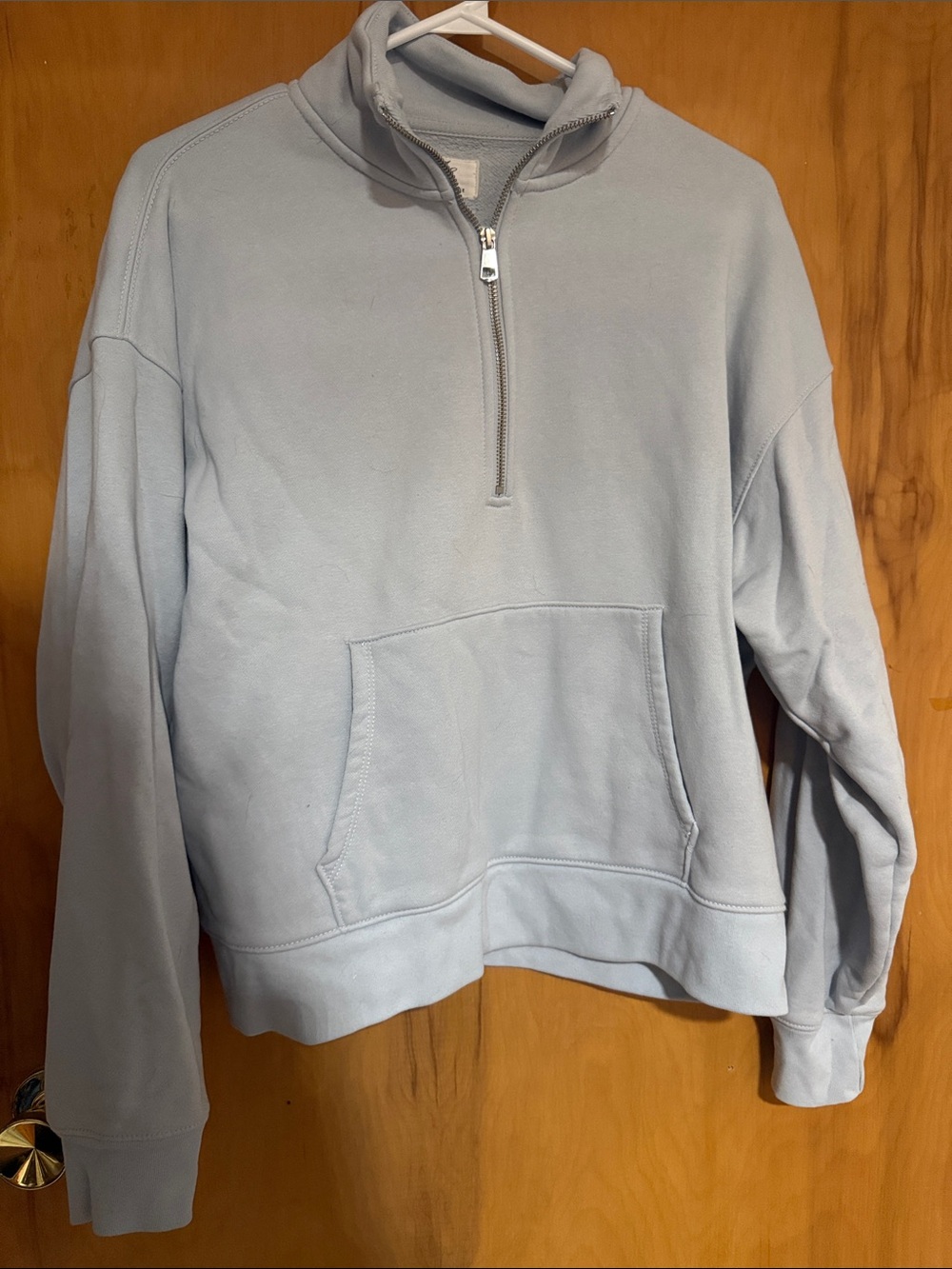 American Eagle Outfitters Light Blue Half-Zip Pullover Sweatshirt